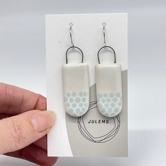 Earrings, light blue dots