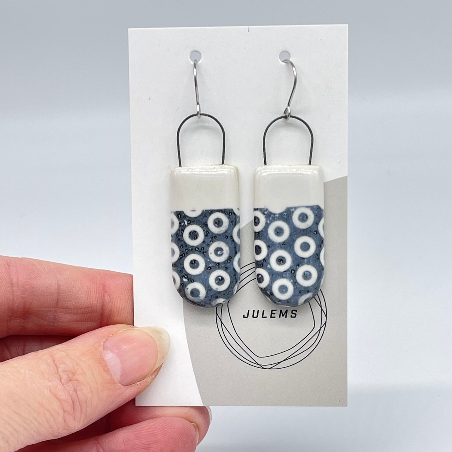 Earrings, big dot pattern