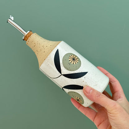 Oil bottle, green flowers